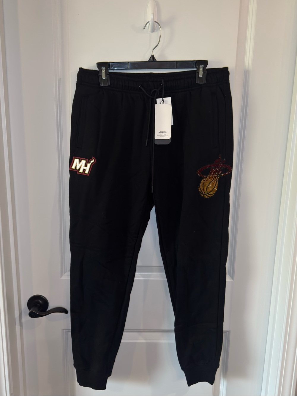 PRO Standard NBA Miami Heat Black Fleece Jogger Sweatpants with Crystal Logo